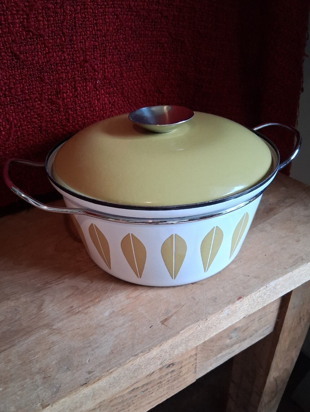 Retro Vintage 60s Cathrineholm Lotus Dijon Gold Enamel Casserole Pot Norway
